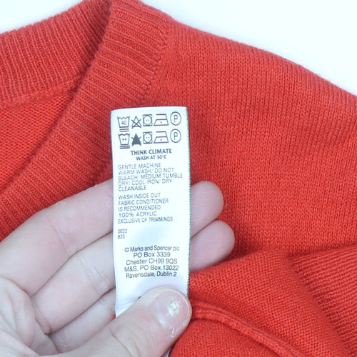 Marks and Spencer Women Red Star Pattern Jumper Size 16 Acrylic Knit