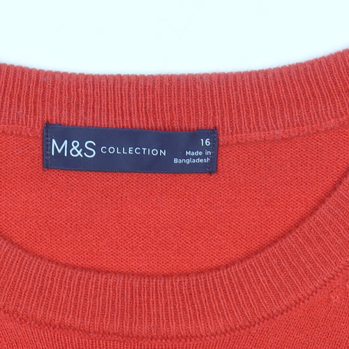 Marks and Spencer Women Red Star Pattern Jumper Size 16 Acrylic Knit