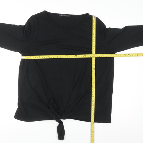 Marks and Spencer Women's Black 3/4 Sleeve Tie Front Pullover Jumper Size 16