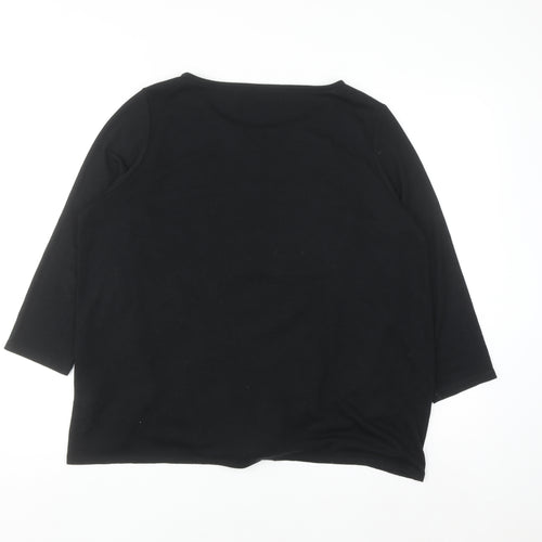 Marks and Spencer Women's Black 3/4 Sleeve Tie Front Pullover Jumper Size 16