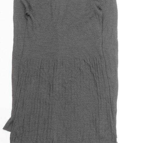 Monsoon Women Grey Size 8 Cardigan Long Sleeve Merino Wool Blend