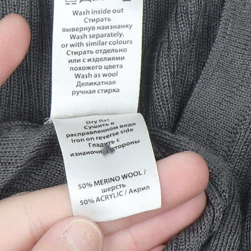 Monsoon Women Grey Size 8 Cardigan Long Sleeve Merino Wool Blend