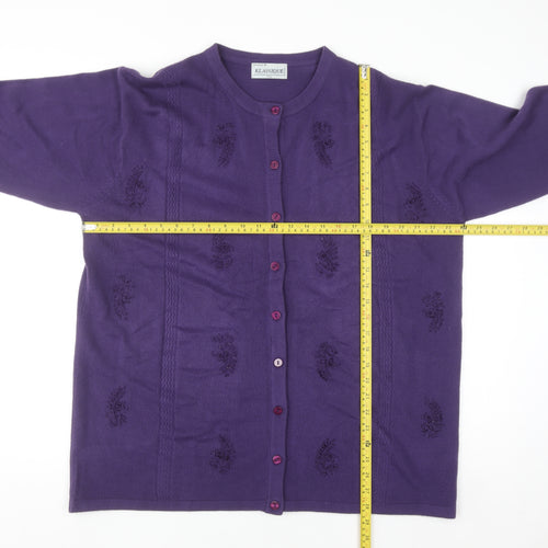 Klassique Women Plus Purple Knit Cardigan 3/4 Sleeve