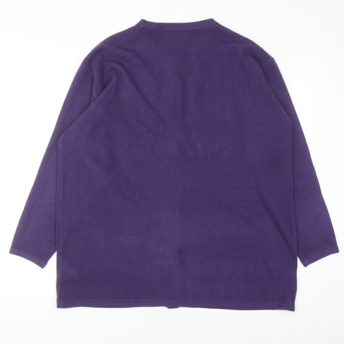 Klassique Women Plus Purple Knit Cardigan 3/4 Sleeve