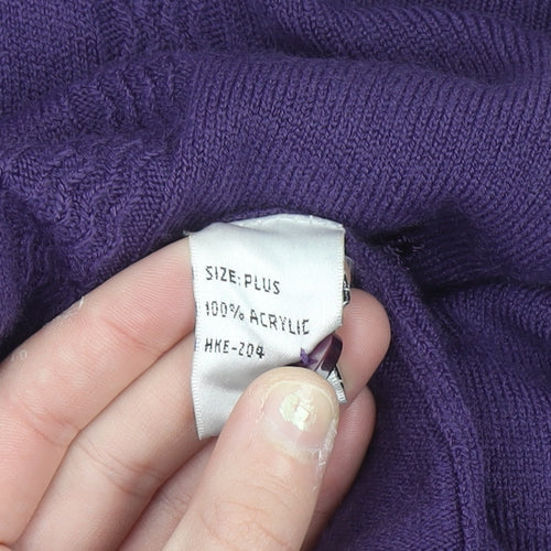 Klassique Women Plus Purple Knit Cardigan 3/4 Sleeve