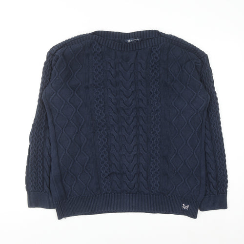 Crew Clothing Company Women Blue Cotton Cable-Knit Jumper Size 16