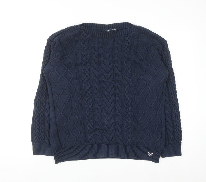 Crew Clothing Company Women Blue Cotton Cable-Knit Jumper Size 16