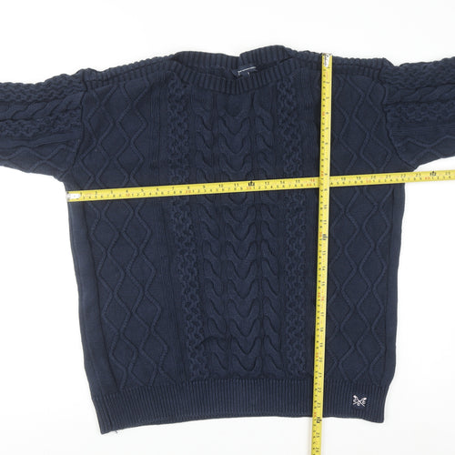 Crew Clothing Company Women Blue Cotton Cable-Knit Jumper Size 16