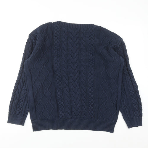 Crew Clothing Company Women Blue Cotton Cable-Knit Jumper Size 16