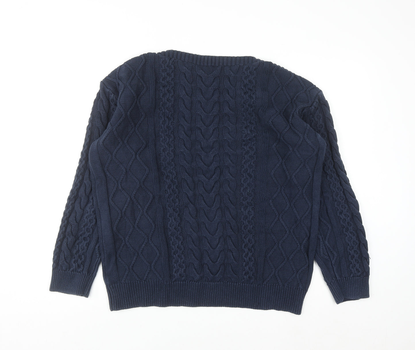 Crew Clothing Company Women Blue Cotton Cable-Knit Jumper Size 16