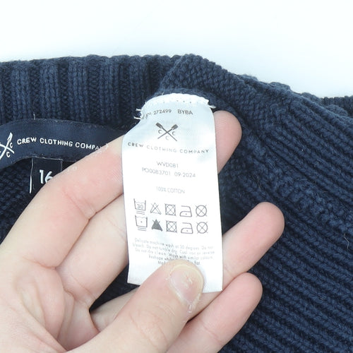 Crew Clothing Company Women Blue Cotton Cable-Knit Jumper Size 16