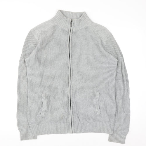 Cedar Wood State Men’s Grey Full Zip Cotton Jumper M
