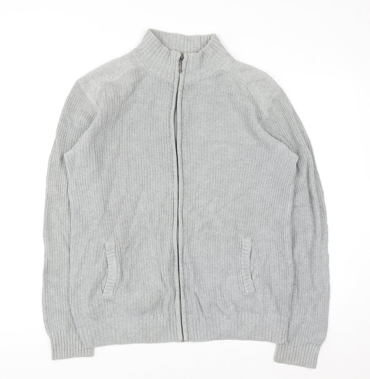 Cedar Wood State Men’s Grey Full Zip Cotton Jumper M