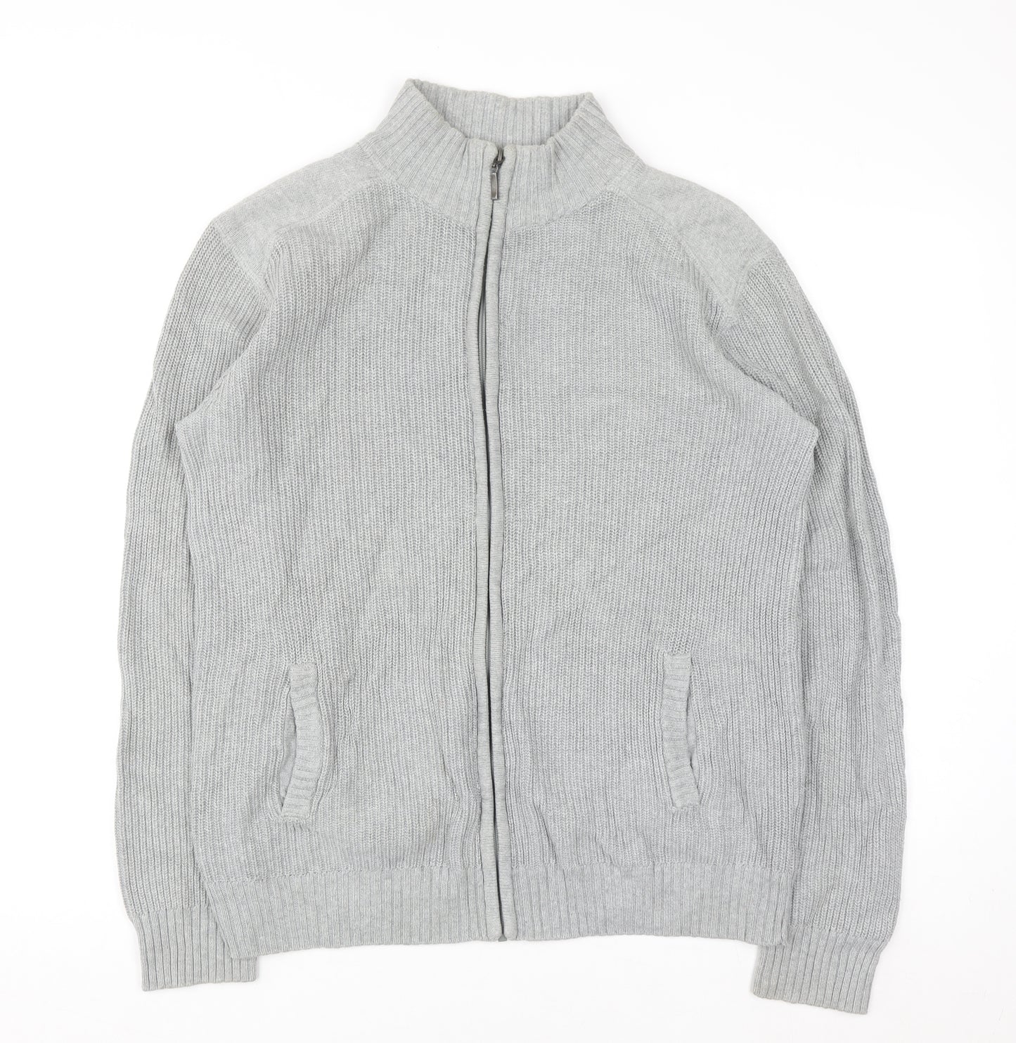 Cedar Wood State Men’s Grey Full Zip Cotton Jumper M