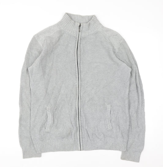 Cedar Wood State Men’s Grey Full Zip Cotton Jumper M