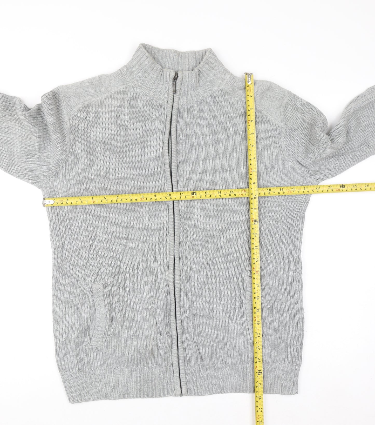 Cedar Wood State Men’s Grey Full Zip Cotton Jumper M