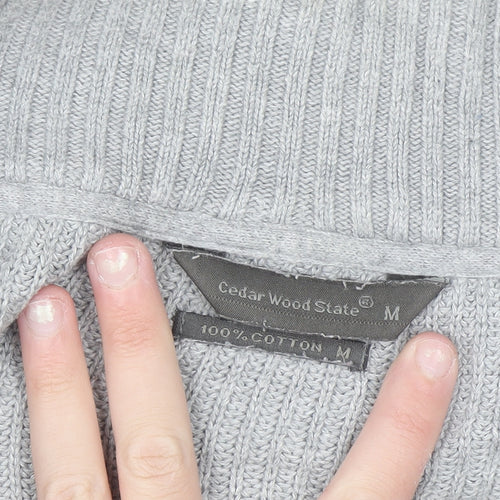 Cedar Wood State Men’s Grey Full Zip Cotton Jumper M