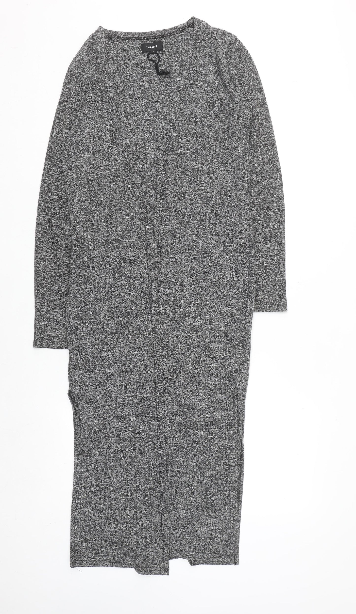 Firetrap Womens Grey Longline Open Knit Cardigan Size 8