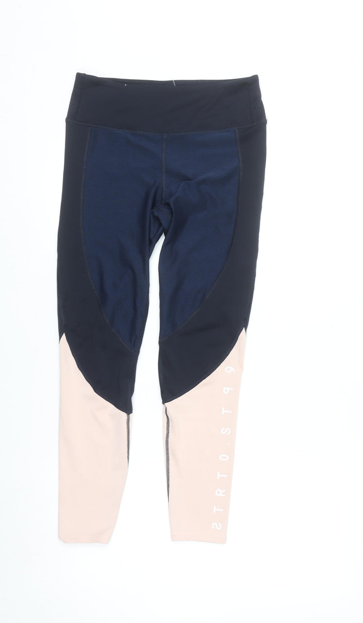 H&M Women’s Blue & Beige Colourblock Ankle Leggings Size 12