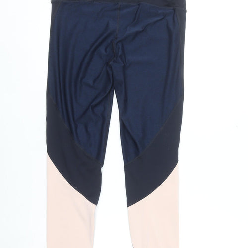H&M Women’s Blue & Beige Colourblock Ankle Leggings Size 12