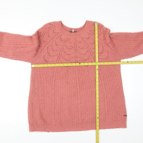 Joules Womens Pink Chunky Knit Crew Neck Pullover Jumper Size 16