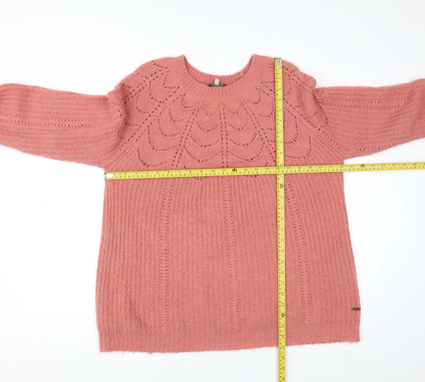 Joules Womens Pink Chunky Knit Crew Neck Pullover Jumper Size 16