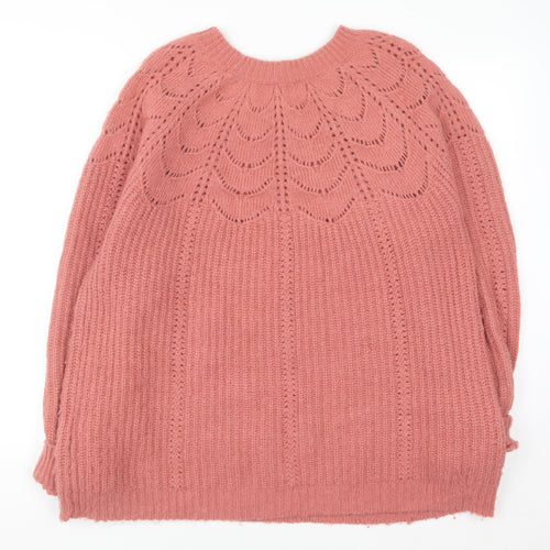 Joules Womens Pink Chunky Knit Crew Neck Pullover Jumper Size 16