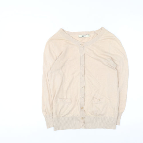 Oasis Women’s Beige Cotton Knit Cardigan Size S Crew Neck