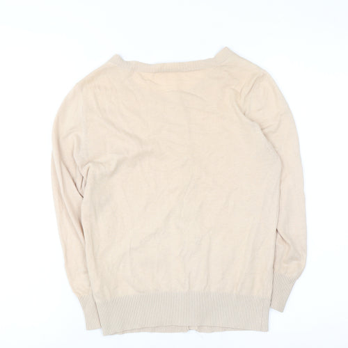 Oasis Women’s Beige Cotton Knit Cardigan Size S Crew Neck