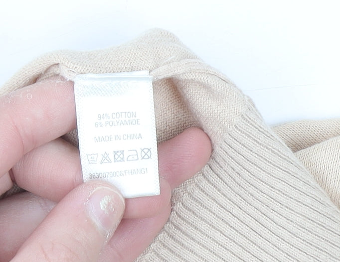 Oasis Women’s Beige Cotton Knit Cardigan Size S Crew Neck