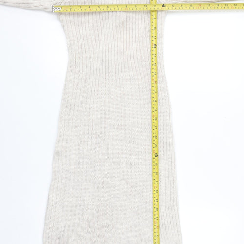 New Collection Women Beige Knit Midi Bodycon Dress Size 12-14