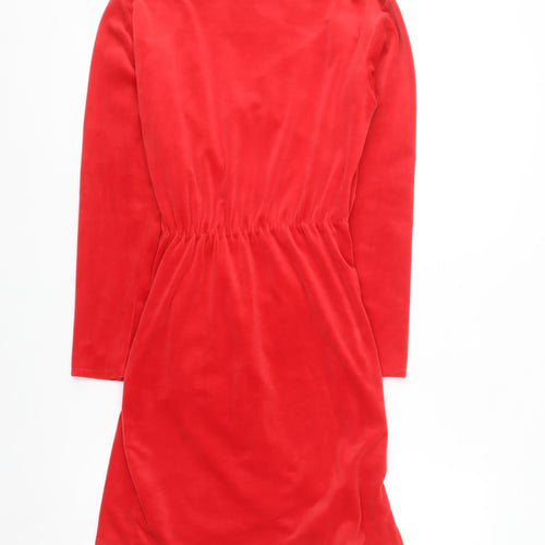 MOON Women's Red Long Sleeve Wrap Dress Size S Party Velour