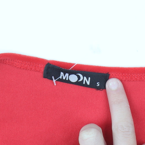 MOON Women's Red Long Sleeve Wrap Dress Size S Party Velour