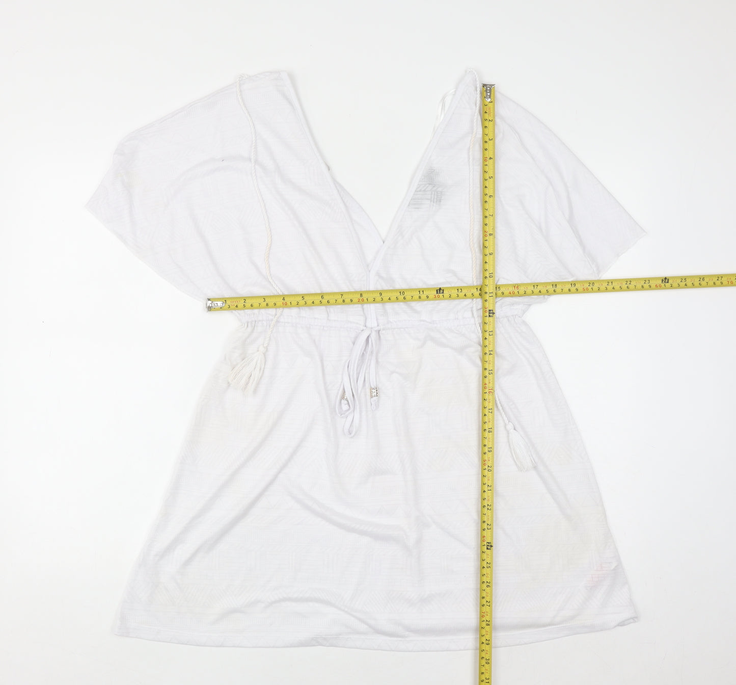 Primark Women’s White Tunic Kimono Sleeve Boho Blouse Size M