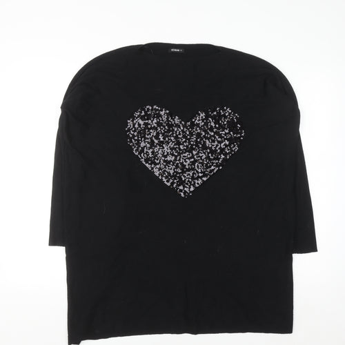 Roman Women’s Black Sequin Heart Knit Jumper Size M