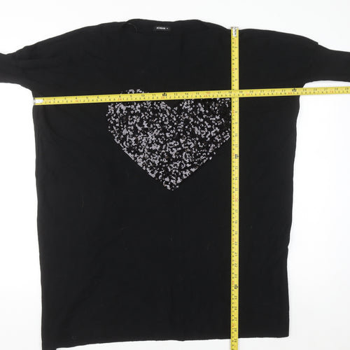 Roman Women’s Black Sequin Heart Knit Jumper Size M