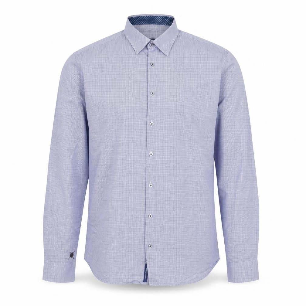 Front view of Jacques Britt Men Blue Slim Fit Long Sleeve Button-Up Shirt L 16in