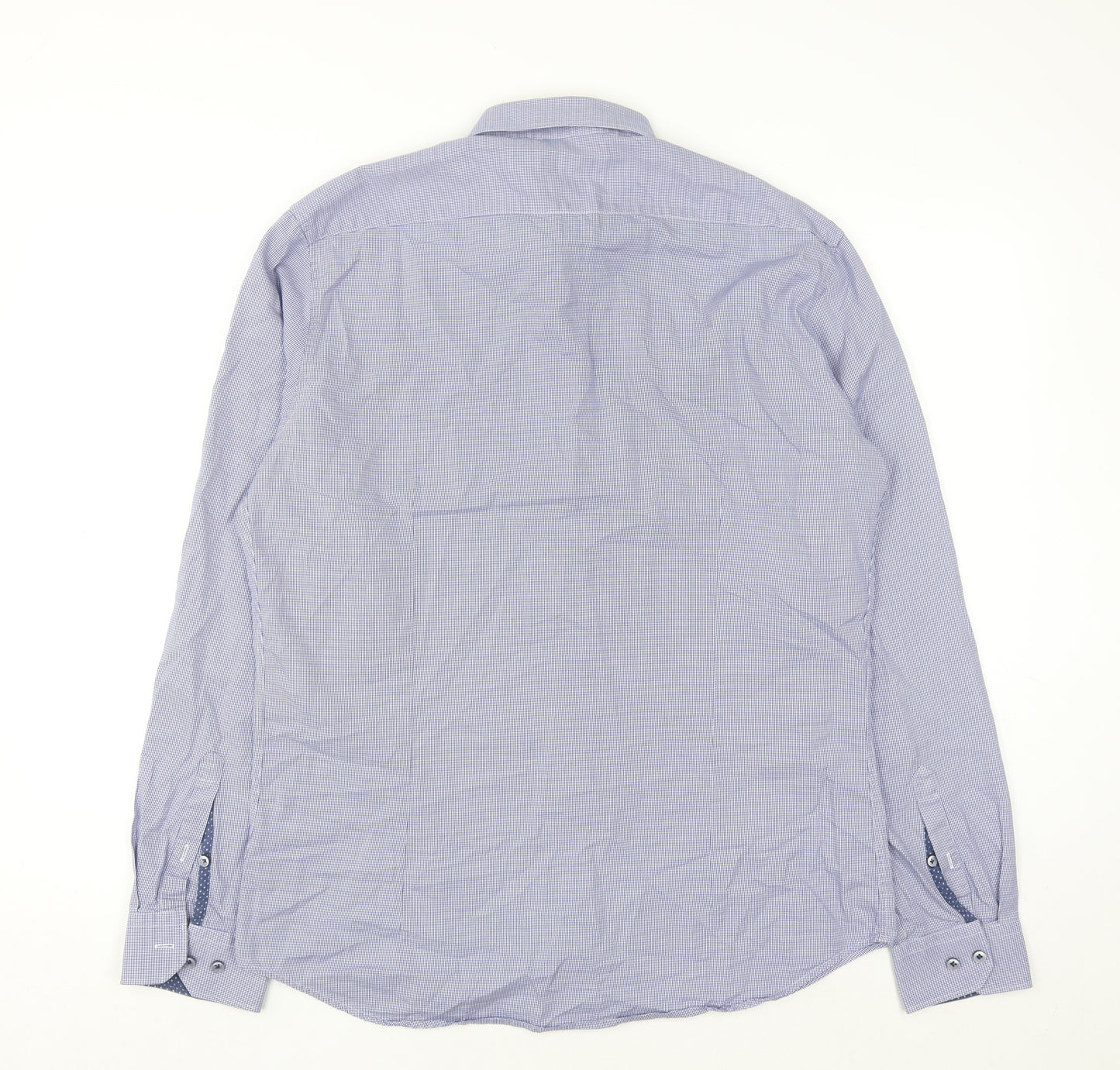 Jacques Britt Men Blue Slim Fit Long Sleeve Button-Up Shirt L 16in