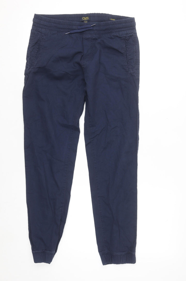OVS Boys Blue Cotton Jogger Trousers 11-12 Years Elastic Waist Casual