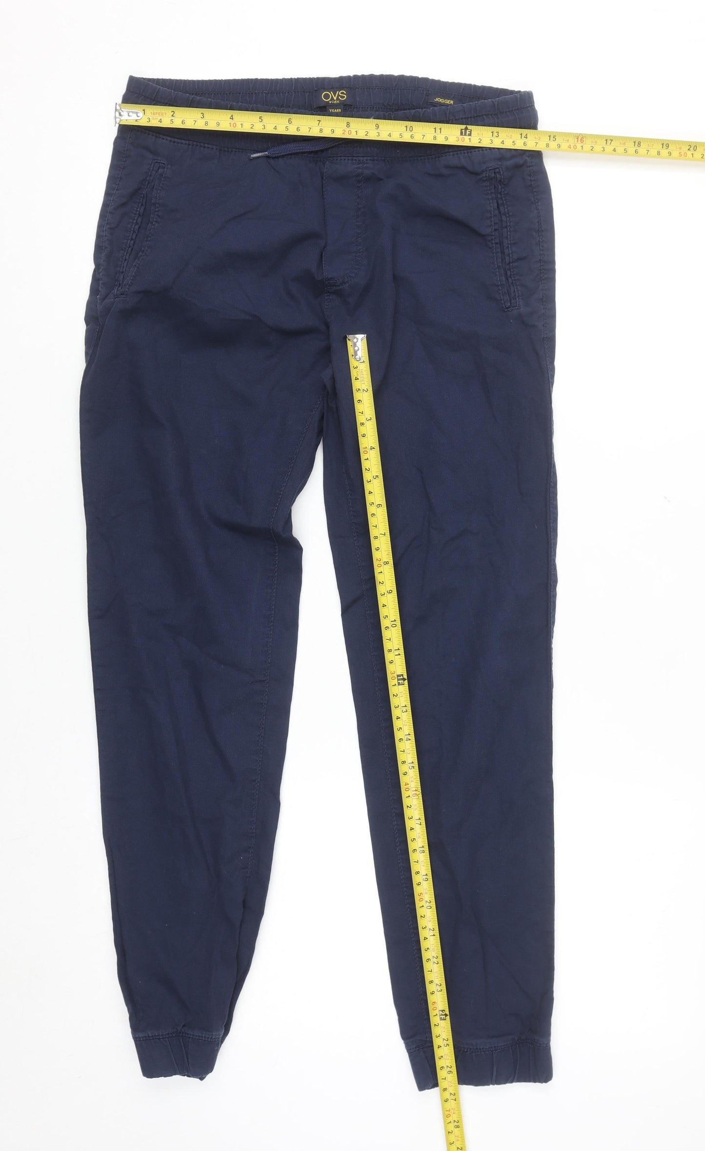 OVS Boys Blue Cotton Jogger Trousers 11-12 Years Elastic Waist Casual