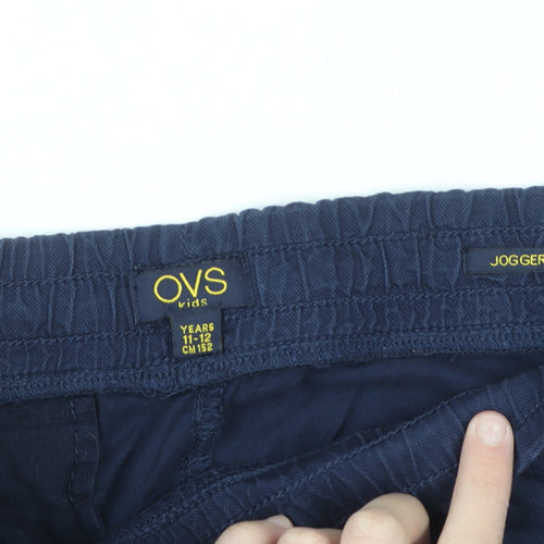OVS Boys Blue Cotton Jogger Trousers 11-12 Years Elastic Waist Casual