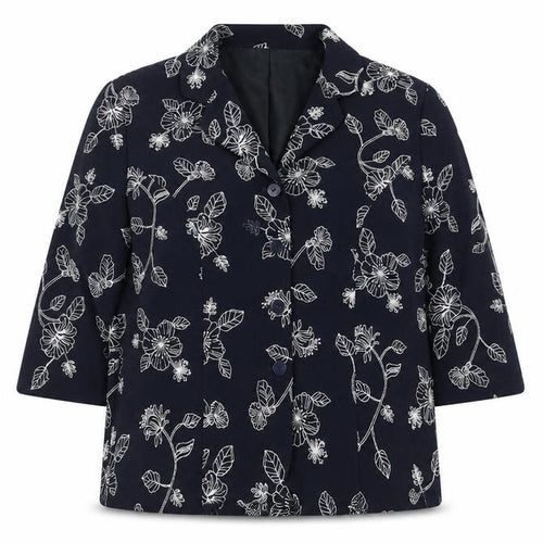 Eastex Women’s Blue Floral 3/4 Sleeve Polyester Blazer Size 14