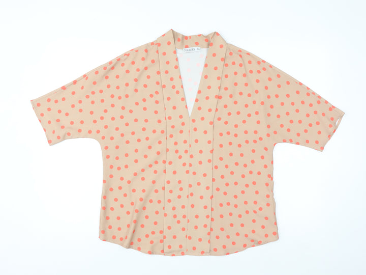 Gallery Women Beige Polka Dot Kimono Blouse Size 12