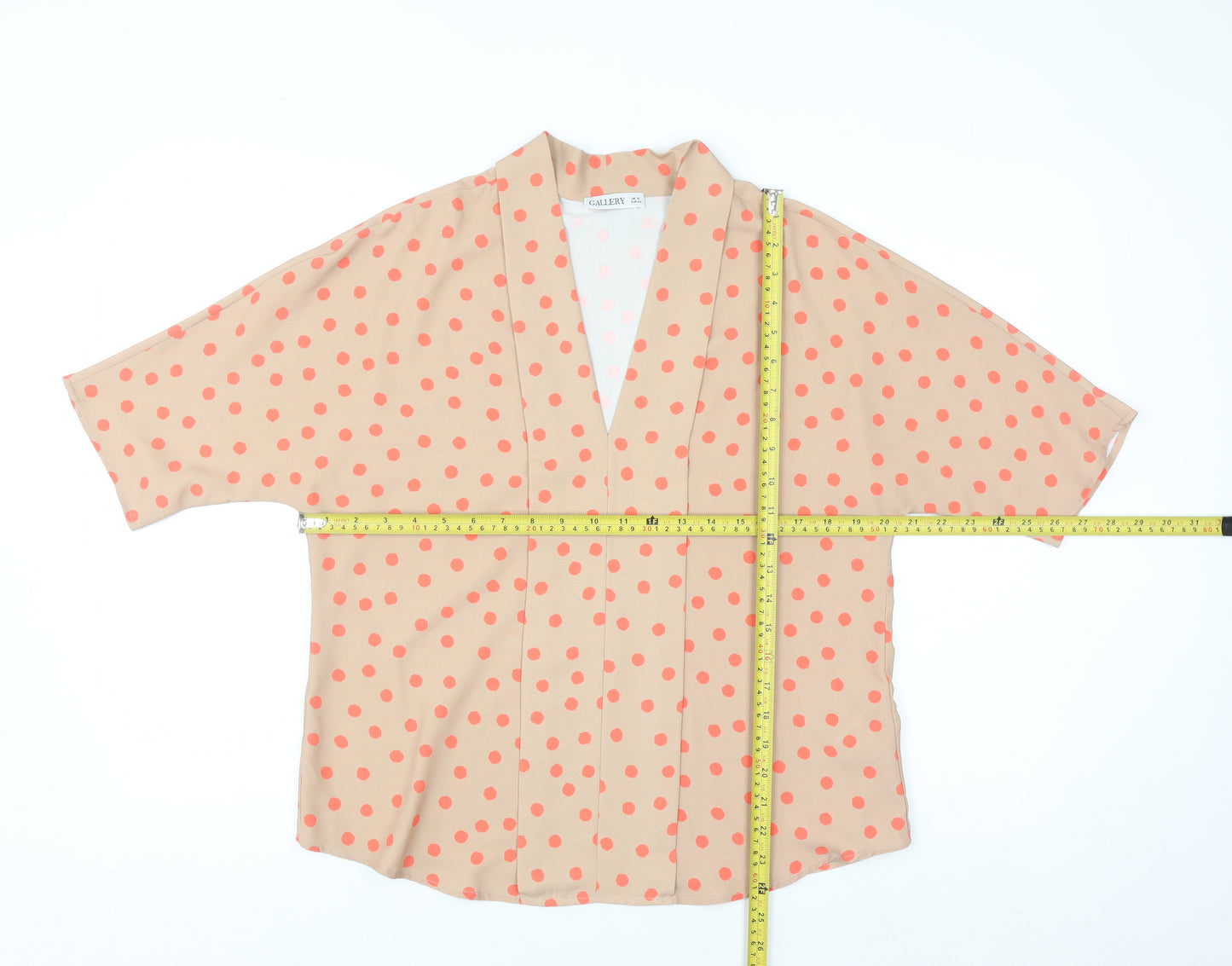 Gallery Women Beige Polka Dot Kimono Blouse Size 12