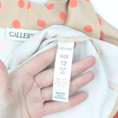 Gallery Women Beige Polka Dot Kimono Blouse Size 12