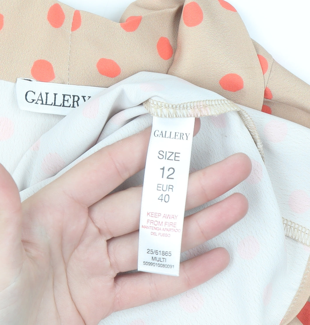 Gallery Women Beige Polka Dot Kimono Blouse Size 12