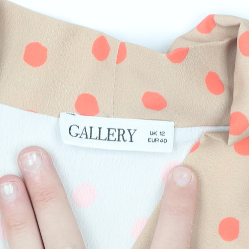 Gallery Women Beige Polka Dot Kimono Blouse Size 12