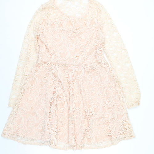 Nikka Women's Beige Lace Fit & Flare Dress Size 16 Party Wedding