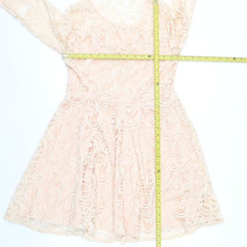 Nikka Women's Beige Lace Fit & Flare Dress Size 16 Party Wedding