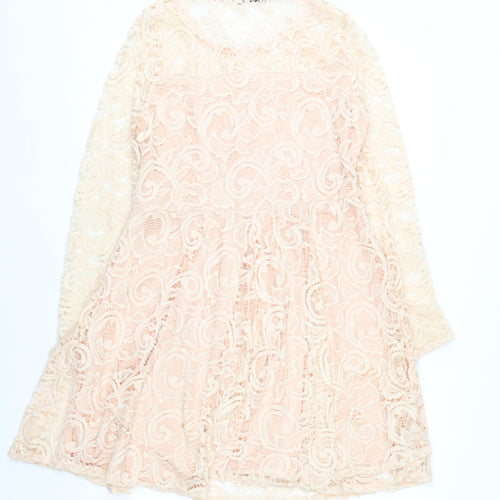 Nikka Women's Beige Lace Fit & Flare Dress Size 16 Party Wedding